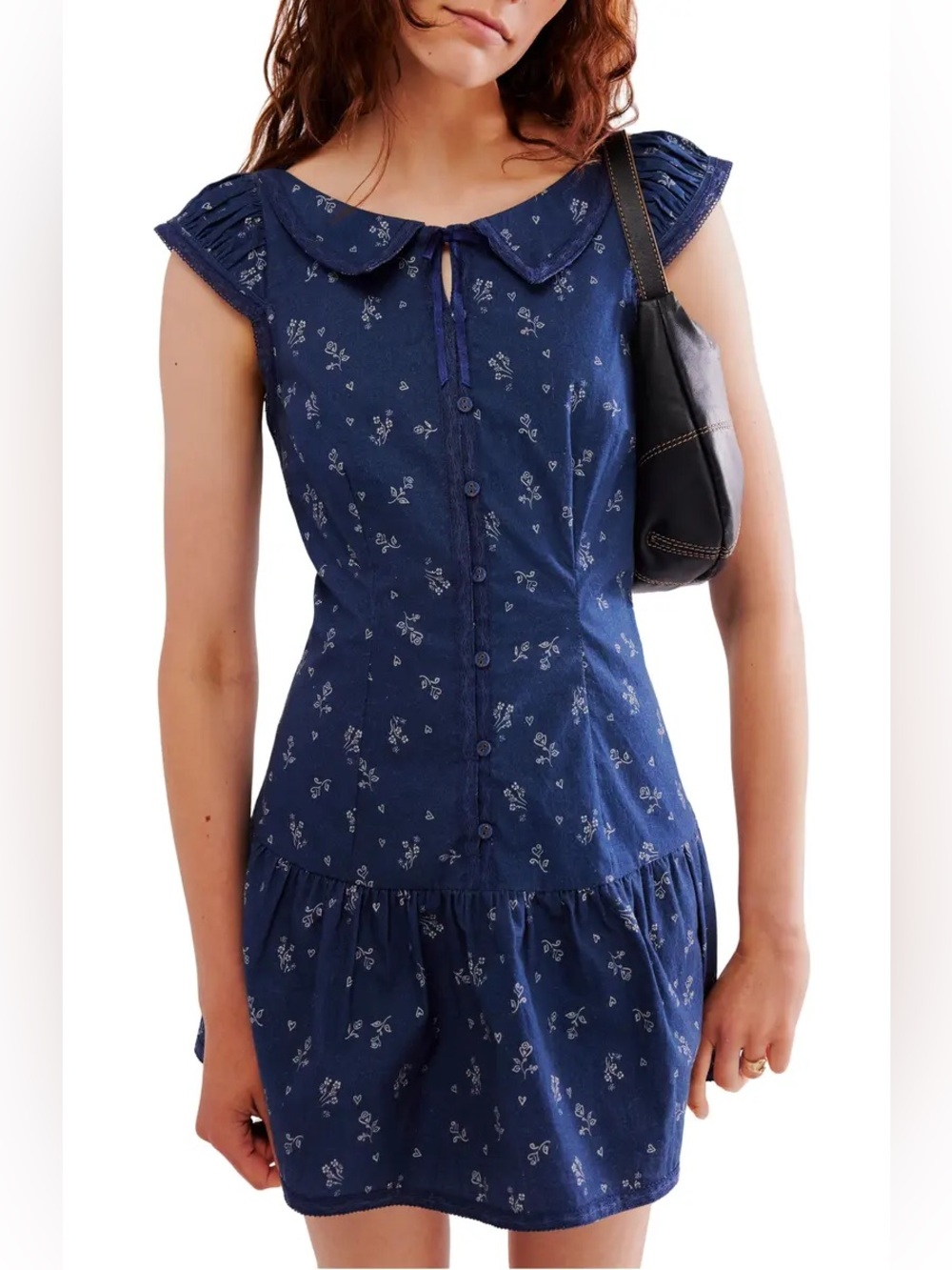 Free People Beasley Mini Dress in Navy Combo Floral